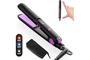 Elilier Mini Ceramic Flat Iron 0.7 Inch, Hair Straightener for Short Hair, Curls, Bangs - Adjustable Temperature, Portable Dual Voltage with Travel Pouch for Women, Men