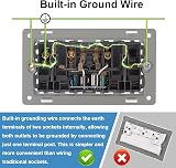 CNBINGO 5 Pack Double Switched Power Socket with Dual USB Type A C Black 13A view 4