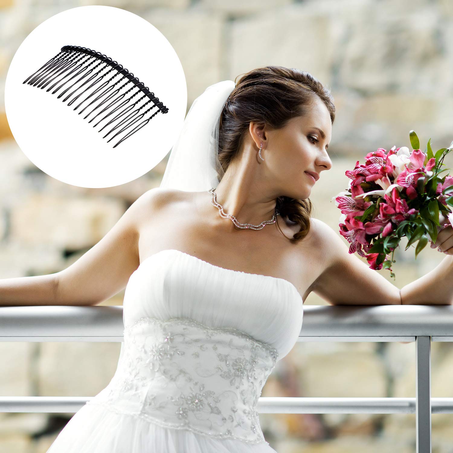 5 Pieces 20 Teeth Hair Clip Combs Metal Wire Hair Combs Wire Twist Bridal Wedding Veil Combs (Black) : Beauty