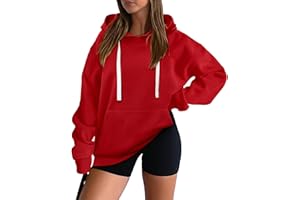 onlypuff Women Essential Hoodies Pullover Sweatshirt Long Sleeve Kangaroo Pocket Fleece Basic Sweater