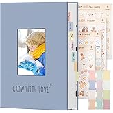 Vienrose Baby Photo Album 4x6 300 Pockets, Linen Cover Picture Album with Memo Area, Kids Photo Album for Baby Girl Boy, Newborn Family Memory Book Keepsake Blue