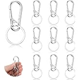cobee 10Pcs Key Ring Clip, Metal Keychain Carabiner Clip, Stainless Steel Keychain for Car Keys, Holder for Keychains Keys Ring Chain Clips Hook Key Organizer for Men Women