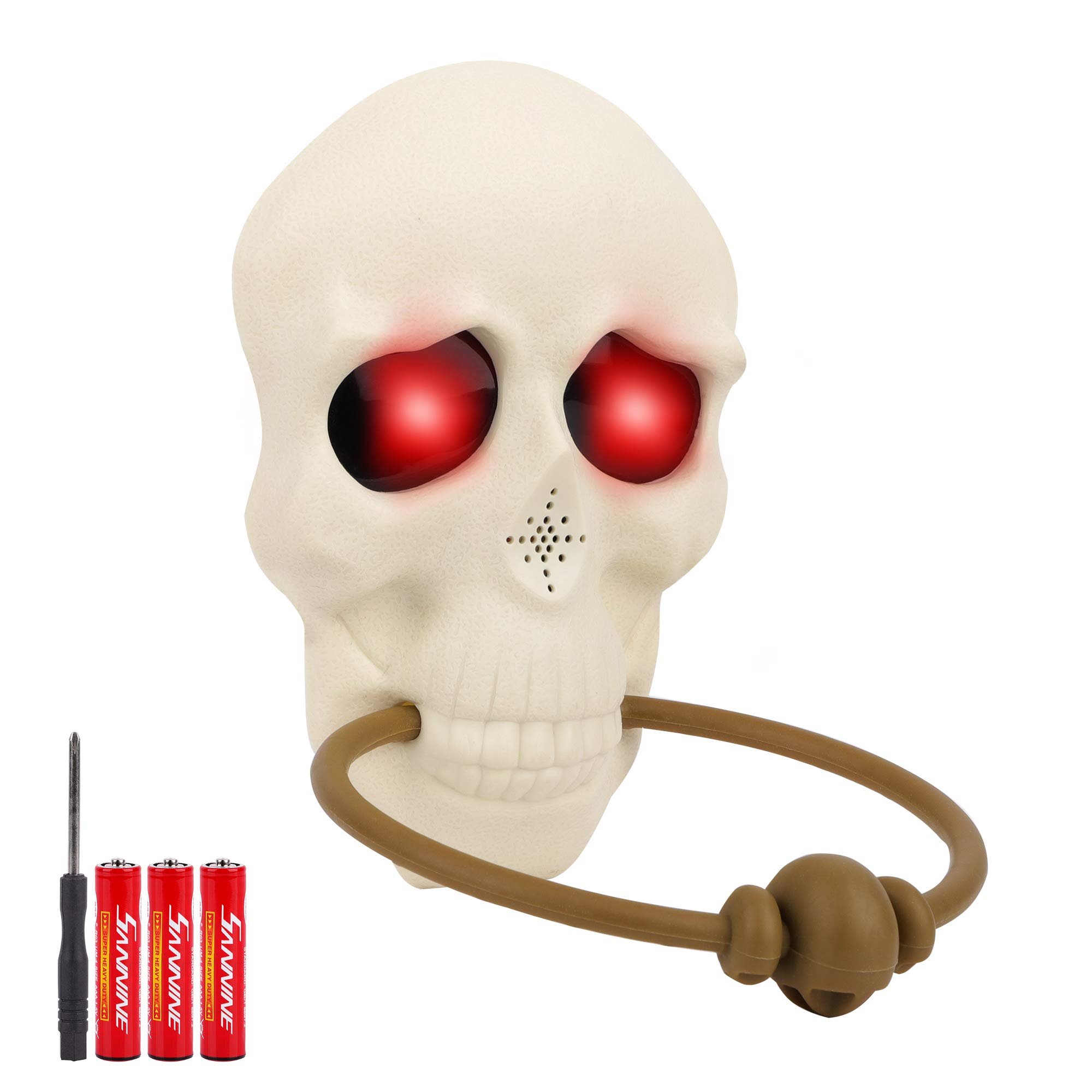 FiGoal Halloween Skull Doorbell with LED Eyes and Sound Effect Halloween Light Up Talking Doorbell for Door Decorations Outdoor House Party Bar Door