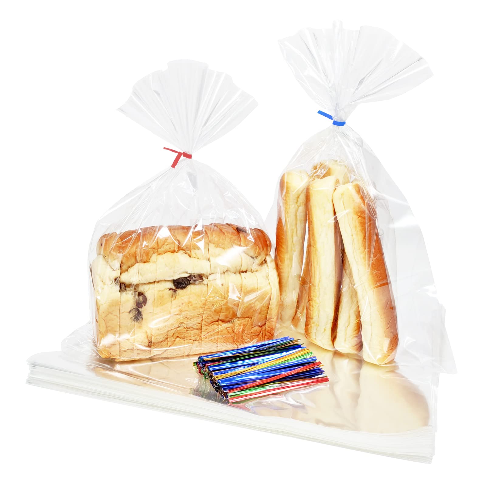 Photo 1 of 100PCS Cellophane Bags 11x14 inches, Clear Treat Bags with 4’’ Twist Ties, Plastic Cello Bags - 1.4 mils Thick OPP Rice Crispy Bags for Gift Goodie Favor Candy Cake Pop Birthday Party Cookies (11’’ x 14’’)