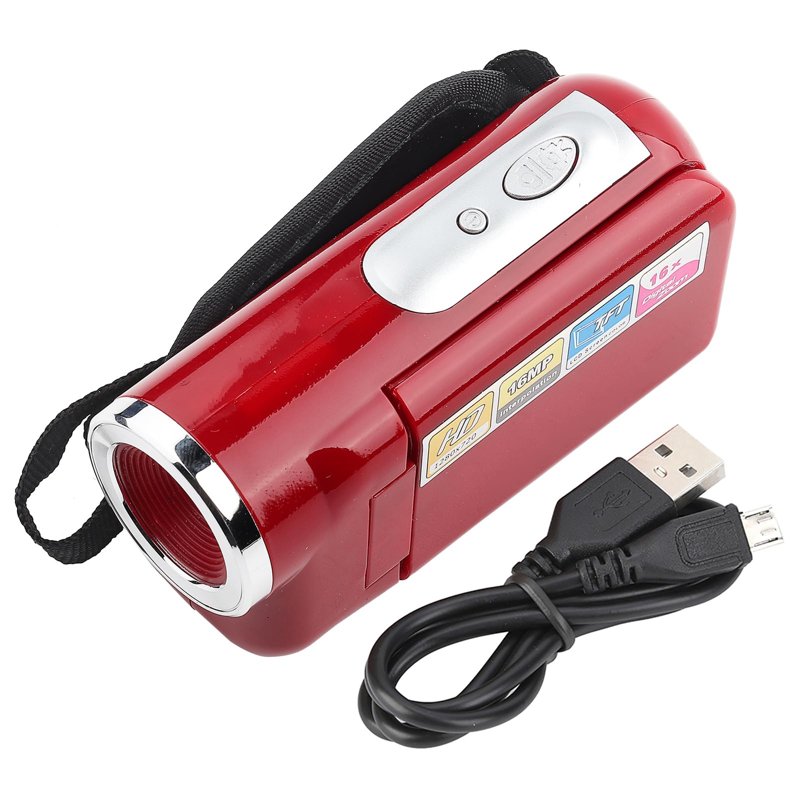 HD Digital Video Camera, Kids Camera, 2 Inch TFT Color Display, with USB Port, Portable Camera for Kids, Teenagers, Students(Red)