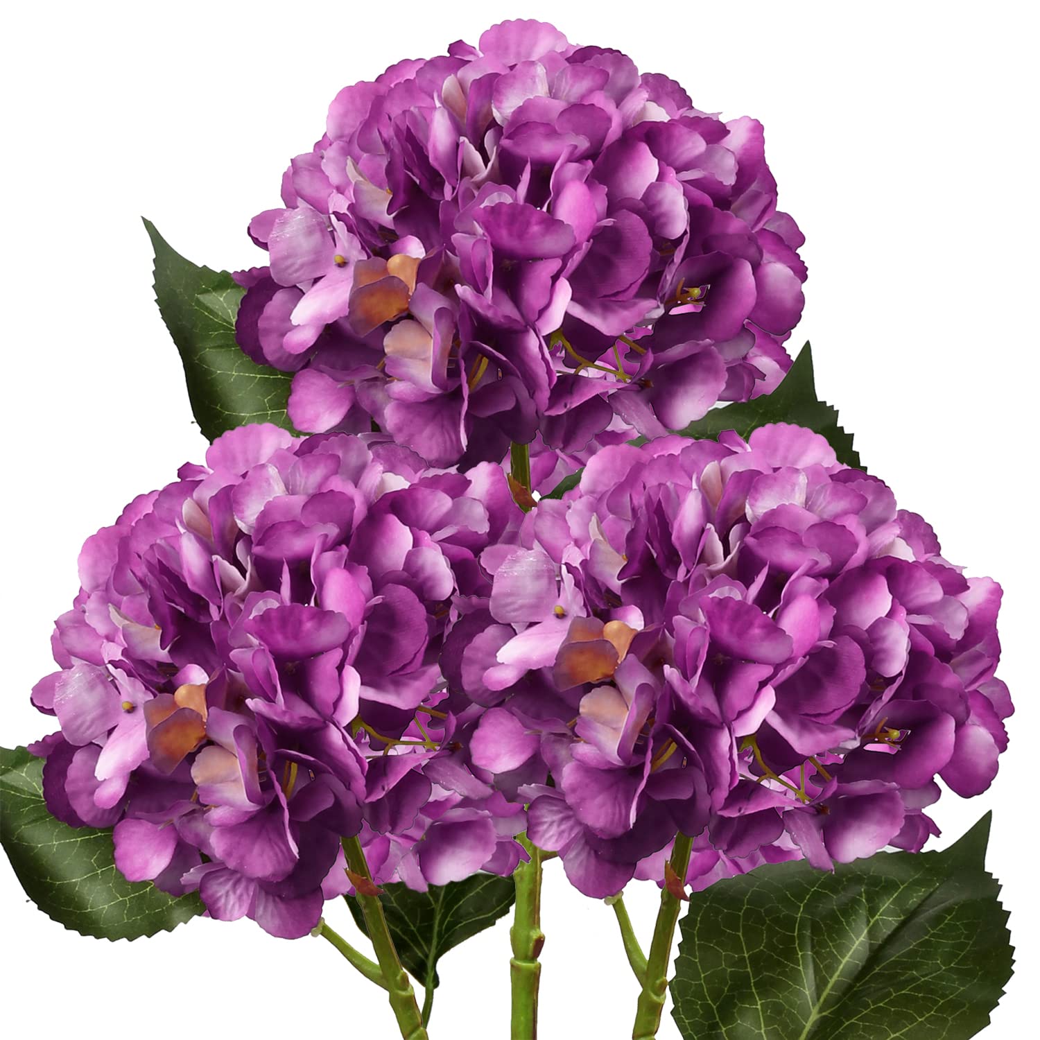 Briful 21" Hydrangea Artificial Flowers Silk Flowers Fake Flowers Decorative Artificial Flower, Set of 3 Fake Hydrangea Long Stems for Home Wedding Party Décor