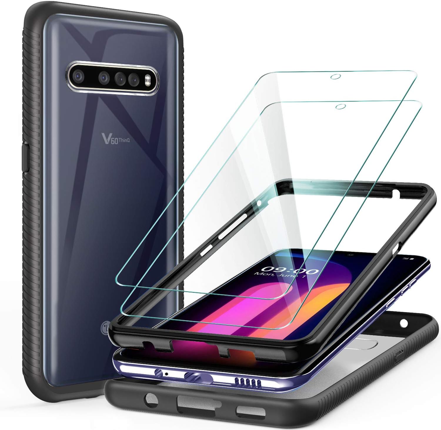 ivencase LG V60 ThinQ 5G Case with Tempered Glass Screen