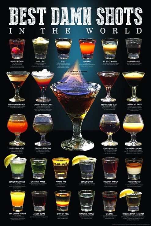 Amazon Com Best Damn Shots In The World Chart Cool Wall Decor Art