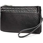 VASCHY Wristlet Clutch Purses, SAC Large Studs Soft Faux Leather Crossbody Evening Clutch Wallet for Women