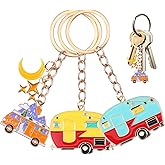 LXUEJIE 3 Pieces Camper Keychain, RV Camper Keyring, Upgraded Double-Side Metal Camping Key chain, Encampment Accessories for Travel Trailers Retro Camping Car Keychain Gifts for Men Women