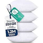 Utopia Bedding Throw Pillows (Set of 4, White) – 24 x 24 Inches Down Alternative Pillows for Bed, Sofa, and Couch - Fluffy Decorative Stuffer Pillow for Indoors & Outdoors