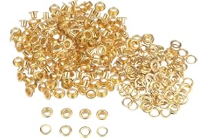 HARFINGTON 200set Grommets Kit Metal Eyelets 4mm 1/6" Hole Tiny Grommet for Shoes Clothes Belt Bag DIY Project, Gold Tone