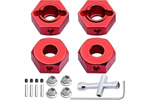 Hobbypark Aluminum 12mm Hex Wheel Hubs Adapters with Locknuts for Arrma Granite Voltage MEGA 2WD Granite 4X4 Big Rock Senton, Set of 4 (Red)