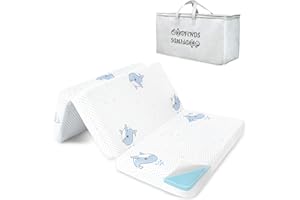 GOODFINDS Trifold Pack and Play Mattress, 38x26 Dual Sided Foldable Memory Foam Baby Mattress for Pack N Play, 3 Inch Thick Pack N Play Mattresses with Carrying Bag, Breathable & Washable