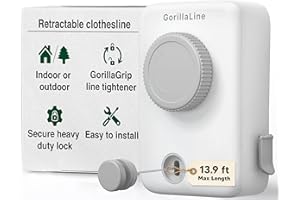 GorillaLine Max - Retractable Clothesline Indoor Outdoor Clothes Line - Heavy Duty Clothes Drying Laundry Line - Wall Mounted Drying Rack - Air Dry Clothing - Max Tighten with GorillaGrip