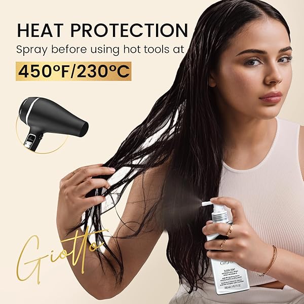 GIOTTO SLEEK COAT SUPERNATURAL HAIR SPRAY – ANTI-FRIZZ & ANTI-HUMIDITY SPRAY FOR FRIZZ-FREE, GLOSSY & SHINY HAIR | WITHSTANDS ALL WEATHER CONDITIONS | ALL HAIR TYPES – 6.7 OZ