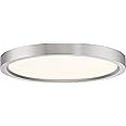 Quoizel Outskirts Round Flush Mount Ceiling Light, 11 Inch Brushed Nickel, Dimmable Integrated LED 1500 Lumens, 14 W, Close t