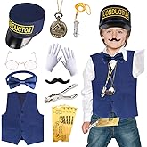 Kyson Train Conductor Costume 21Pcs Express Engineer Costume Accessories for Halloween Christmas Career Day