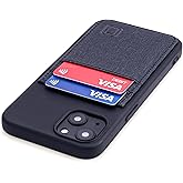 Dockem Wallet Case for iPhone 13 with Liquid Silicone Shell, Built-in Metal Plate for Magnetic Mounting & 2 Credit Card Holder Pockets: Luxe M2T, Canvas Style Synthetic Leather (6.1" iPhone 13, Black)