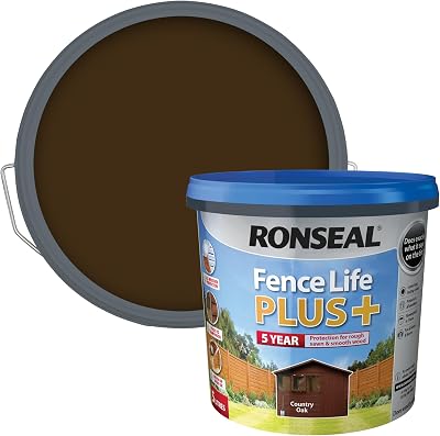 Ronseal Fence Life Plus+ Country Oak 5L All Weather Protection 5 Year