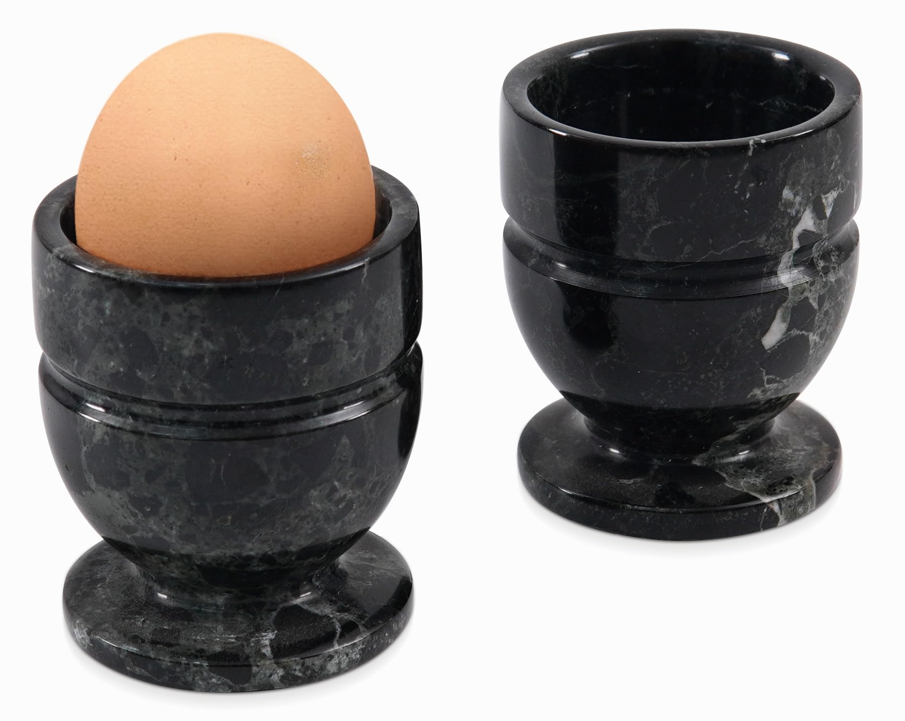 Radicaln Marble Egg Cups 2.5 Inch Black Handmade Egg Holder Countertop Ideal Boiled Eggs Cups Set & Marble egg cup holder for dining table