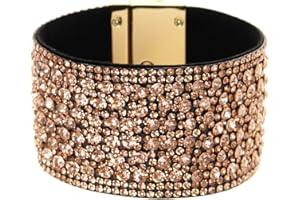 Long tiantian Bracelets for Women Trendy Boho Jewelry for Women Rhinestone Cuff Bangle Bracelets for Women Boho Leather Wrap Bracelets Christmas Gifts Stocking Stuffers