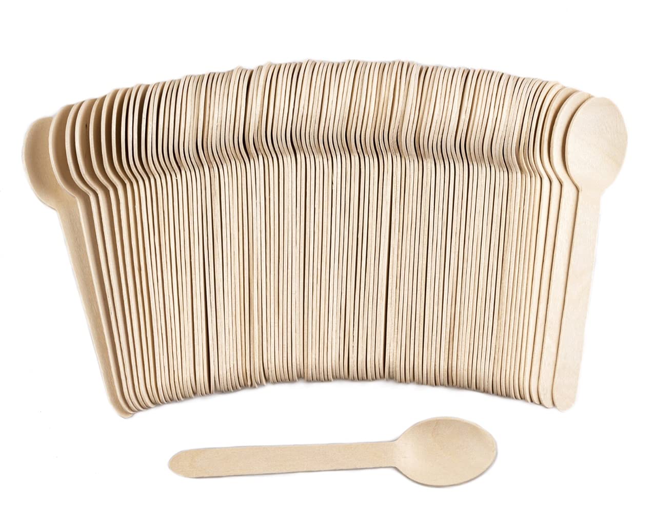 TXV Mart Wooden Disposable Spoons, 100pcs, 6in Biodegradable Spoons, Compostable Spoons, Wooden Craft Spoons, Dessert Spoons, Wooden Spoon Samples, Party, Cake Spoons Chocolate Stirrers