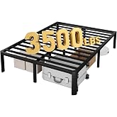 Kaelidra 14 Inch King Size Heavy Duty Metal Platform Bed Frame | 3500 lb load-bearing capacity, 12.4 in storage, foldable storage and headboard mounting holes, no box spring needed
