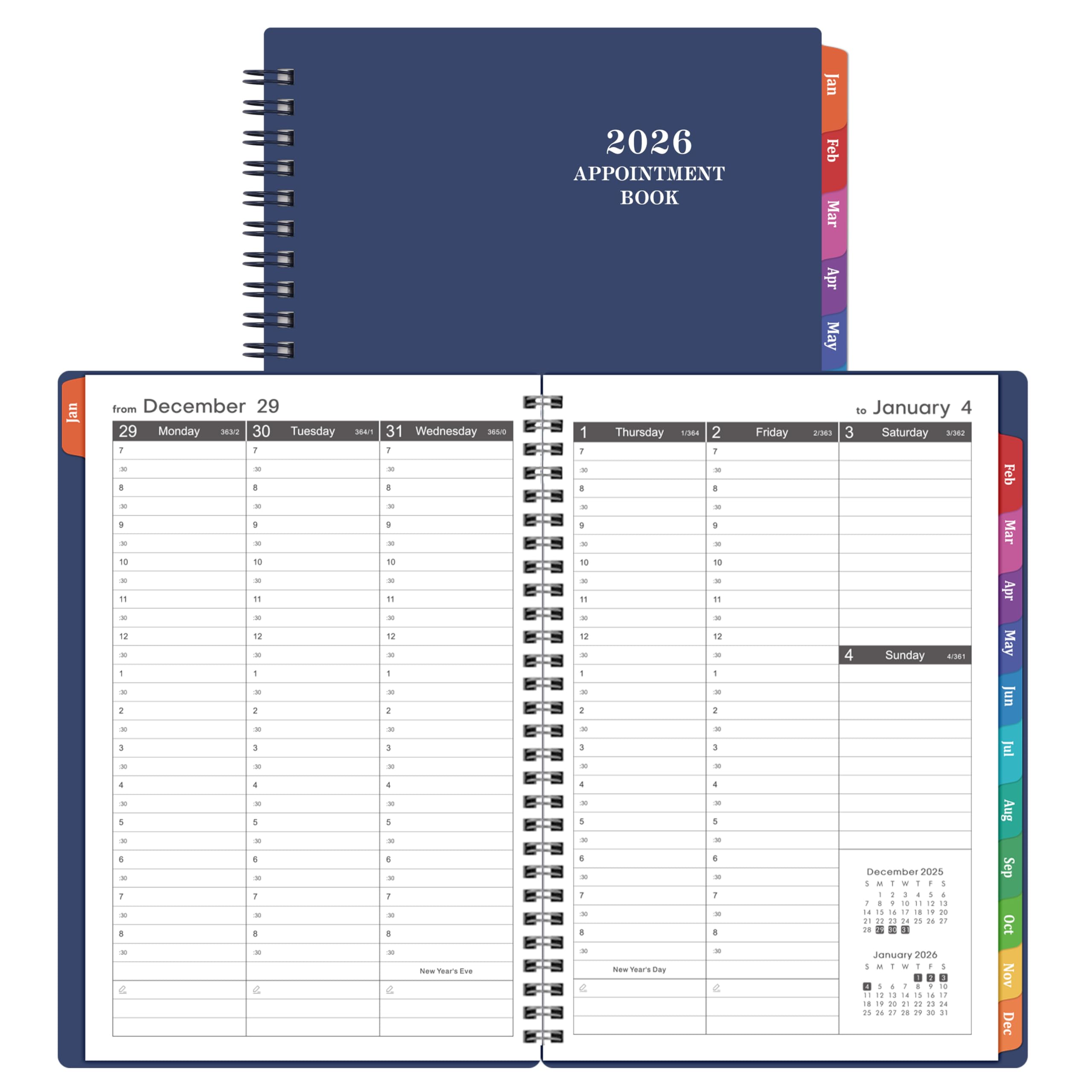 Photo 1 of 2026 Appointment Book/Planner - Weekly Appointment Book/Planner 2026, 6.4" x 8.5", January 2026 - December 2026, Monthly Tabs, 30-Minute Interval, Lay-Flat