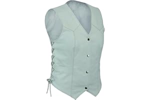 ROUTE66 HIGHWAY LEATHER White Leather - Women motorcycle Vest Biker Club Concealed Carry
