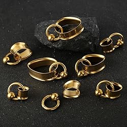 Twolobes 1 pair Gold Ear Gauges Drop Pattern with 1