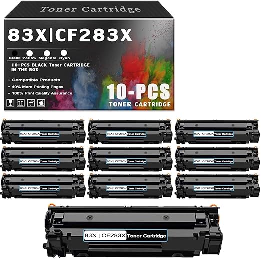 Amazon.com: 10-Pack 83X | CF283X Black Toner Cartridge Compatible for HP 83X | CF283X Ink 