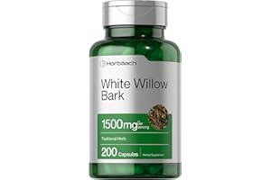 Horbäach White Willow Bark Capsules | 1500mg | 200 Pills | Max Strength | Non-GMO, Gluten Free Herb Extract