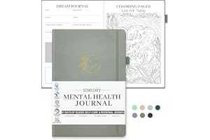 SIMSIMY Mental Health Journal, 91-Day Self Care Journal for Women Men, Guided Anxiety & Stress Relief Journal with Mood Tracker, Cognitive Behavioral Therapy Journaling with Mental Health Coloring Pages & Dream Log