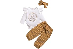 SAEABY Infant Baby Girl Clothes Newborn Girl Outfit Long Sleeve Romper Pants Set Cute Baby Clothes for Girls Fall/Winter