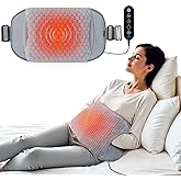 COMFIER Heating Pad with Massager for Back Pain,Extra Large Size Heating Pads for Cramps,Auto Shut Off,Wired Heated Waist Belt with 3 Vibration Modes,Grey