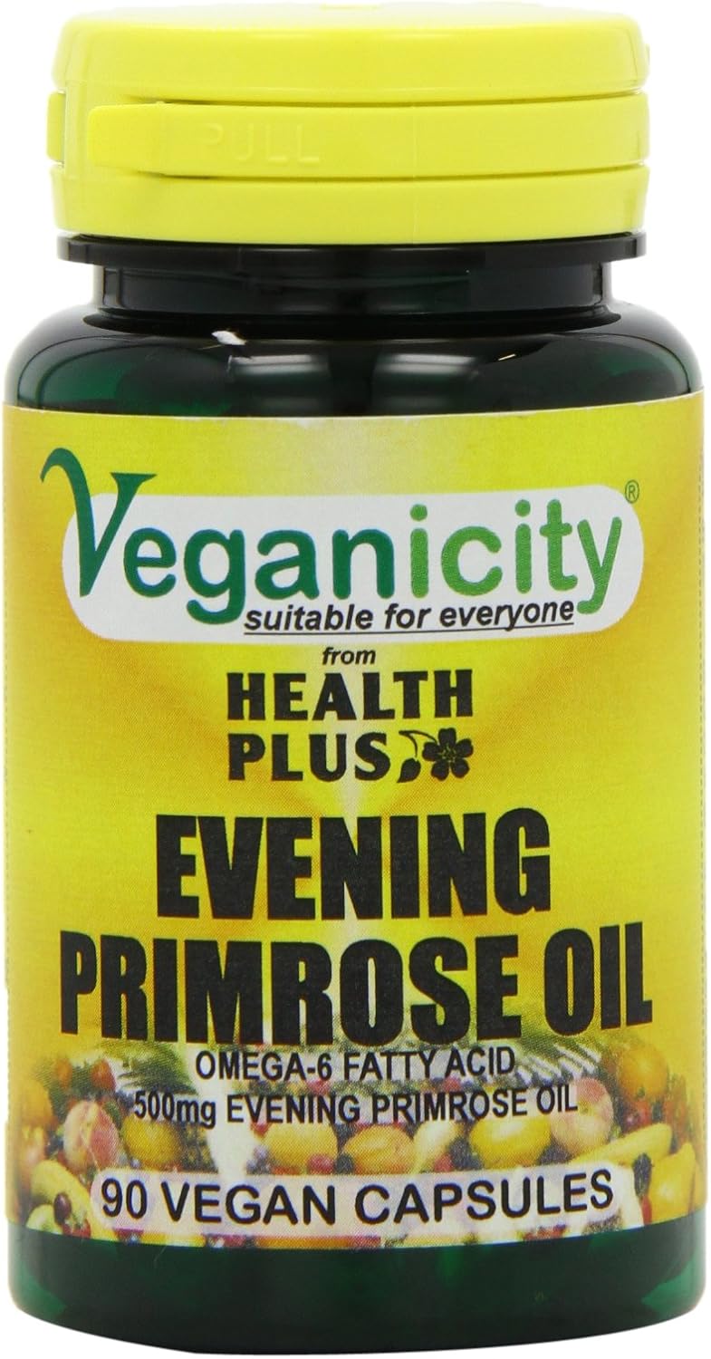 Veganicity Evening Primrose Oil 500mg (9% GLA) : Omega-6 Plant Supplement : 90 Vegan Capsules, in a Planet-Friendly 99% Recycled Pot