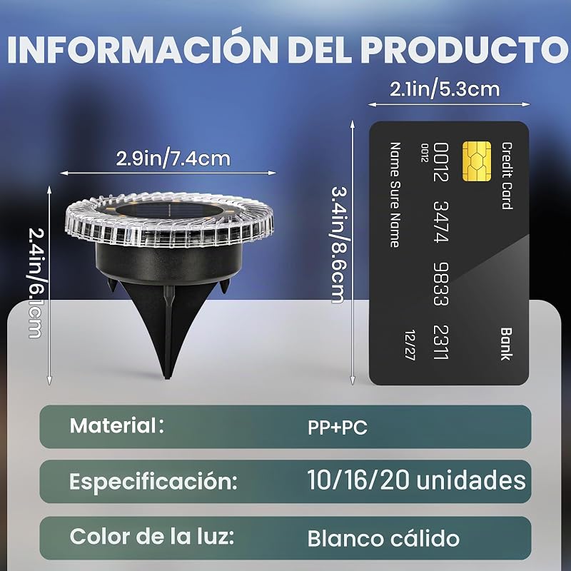 - Luces solares para exteriores, paquete de 20 luces solares de suelo, IP65 impermeables para escaleras, terraza y pasarelas (blanco cálido) — foto 4 de 6