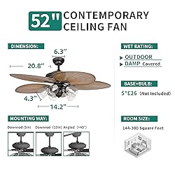 YITAHOME Tropical Ceiling Fans with Light and