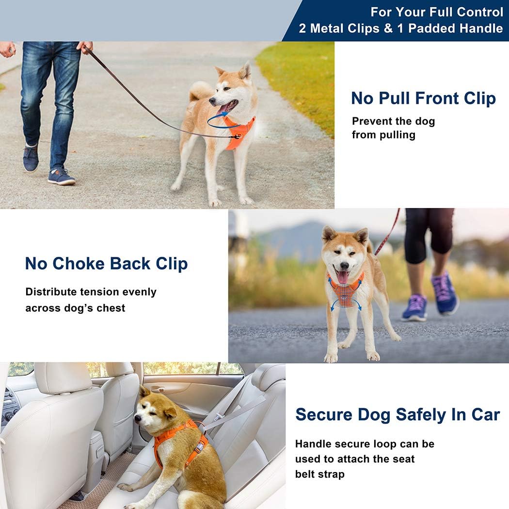BARKBAY No Pull Dog Harness Front Clip Heavy Duty Reflective Easy Control Handle for Large Dog Walking with ID tag Pocket(Orange,S) - Image 4