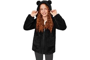 Arshiner Girls Fleece Jacket Kids Zip Up Fall Winter Fuzzy Sherpa Outwear Coat with Pockets