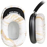 Earrock Ear Cushion Pads for AirPods Max Earpads Replacement with Protein Leather, Memory Foam and Magnet, Gorgeous and Luxury Style with White Gilding Pattern