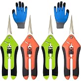 5 Pack Pruning Shears, Garden Shears with Gardening gloves, Garden Clippers Handheld, Straight Stainless Steel Garden Snips, Gardening Shears, Garden Scissors, Lengnoyp Pruners for Gardening