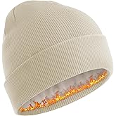 Simapu Winter Fleece Lined Beanie for Men Women, 100% Cotton Knit Thick Warm Beanies Hat, Cuffed Fisherman Hats Ski Skull Cap