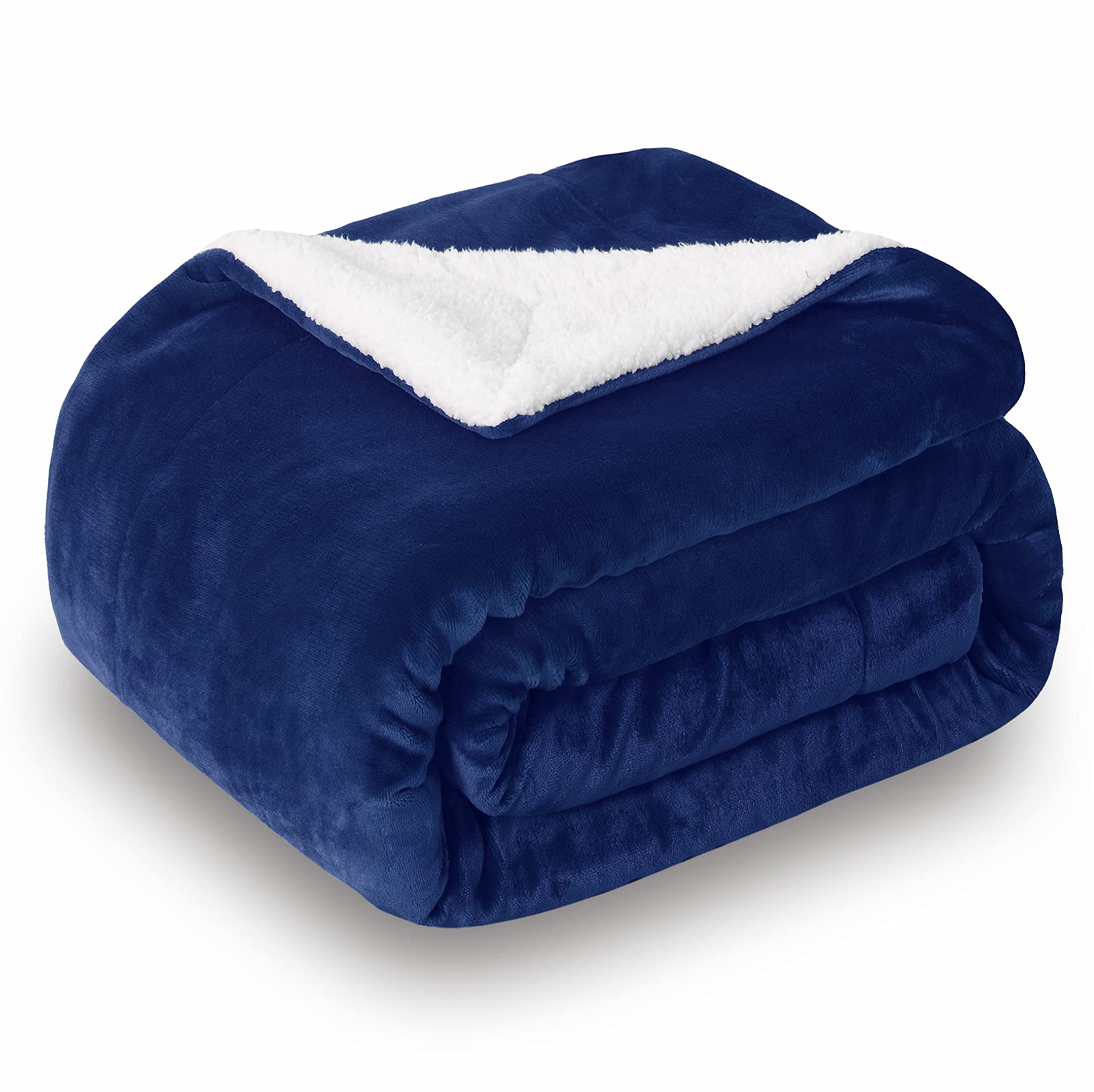 SOCHOW Sherpa Fleece Throw Blanket, Double-Sided Super Soft Luxurious Plush Blanket 150cm×200cm, Navy Blue