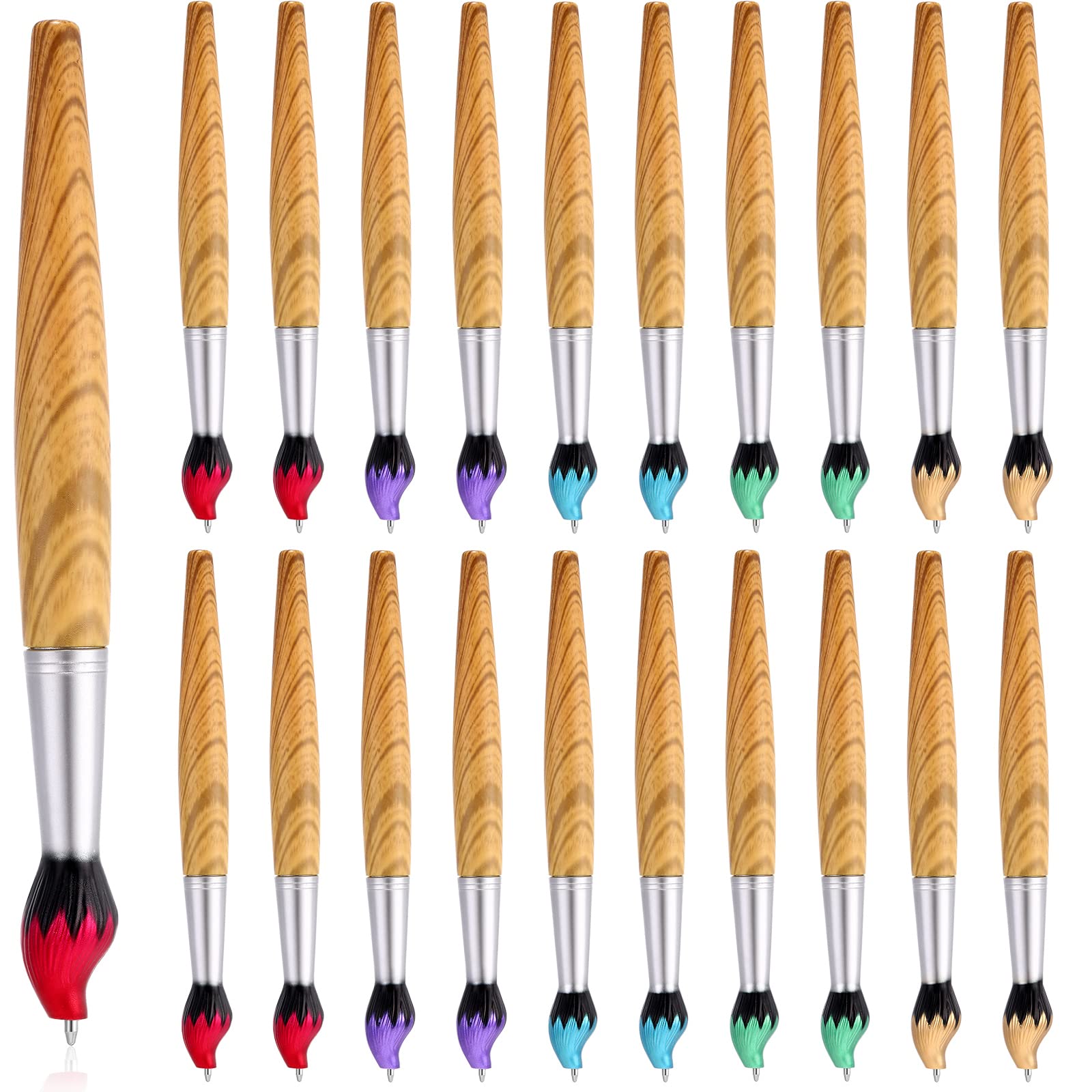 Photo 1 of 20 Pieces Paintbrush Pen Bamboo Brush Shape Ballpoint Pen Novelty Retractable Paintbrush Ink Pens for Art Activities School Stationery House Warming Parties Christmas Halloween Near Year Gift