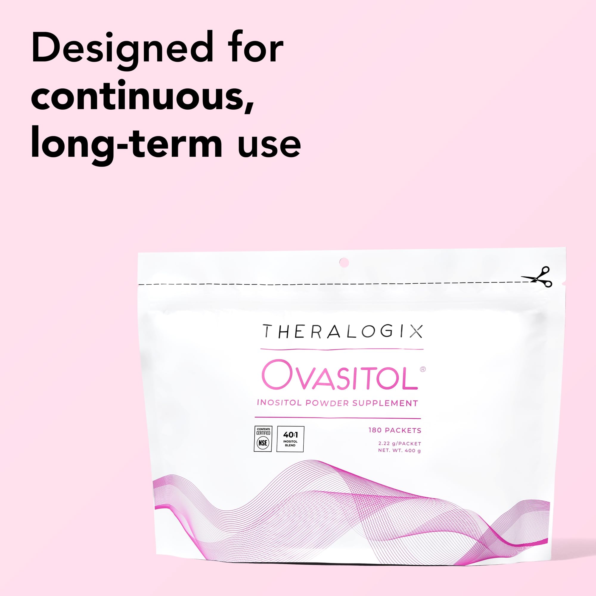 Theralogix Ovasitol Inositol Powder Packets - 90-Day Supply - Myo-Inositol & D-Chiro for Hormone Balance & Ovarian Function Support* - NSF Certified - 180 Packets