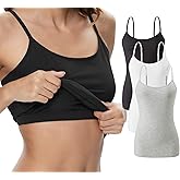 Vislivin Womens Cotton Camisole Adjustable Strap Tank Tops with Shelf Bra Stretch Undershirts