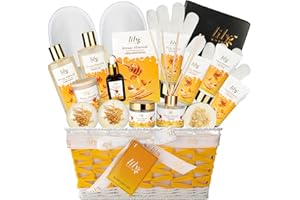 LILY ROY Perfumes Spa Gift Baskets Set Spa Bath Gift Set Bath and Body Gift Basket Set for Women and Men 18 Pcs Gifts Basket Set Spa Kit Christmas Birthday Gifts Set for Fathers Day Mothers Day