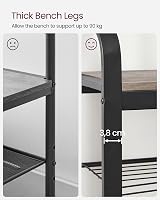 VASAGLE Coat Rack 4-in-1 with Shoe Bench and 9 Removable Hooks Greige Black view 8
